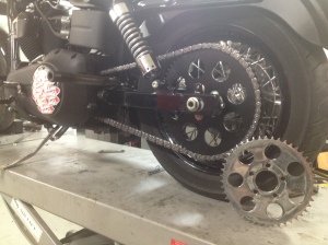 65 tooth sprocket installed on a dyna